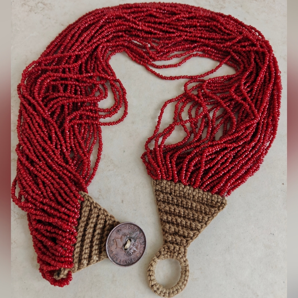 Vintage Red Coral Beaded 39 Strands Necklace - Picture 4 of 16